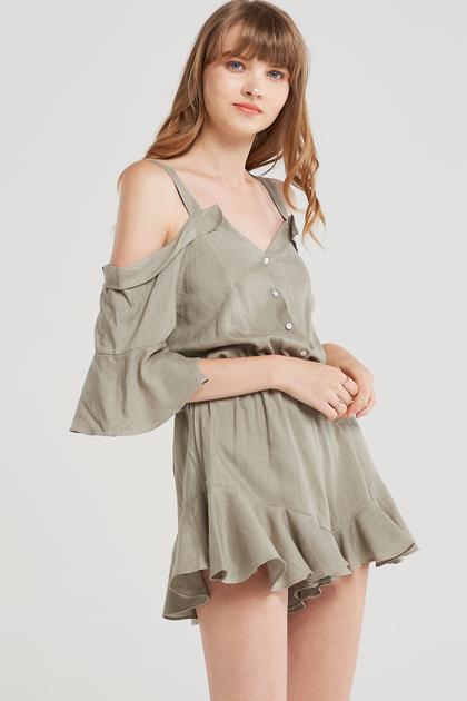 Ellie Khaki Frilled Romper