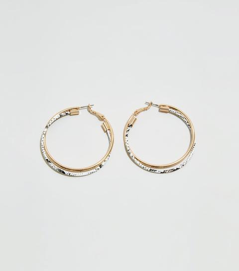 Black Printed Snake Hoop Earrings New Look