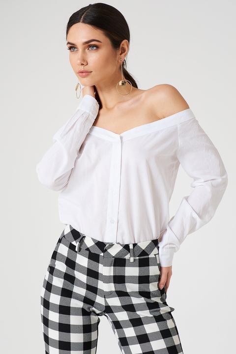 Slip Shoulder Shirt White