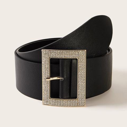 Ceinture À Boucle Rectangle Avec Strass