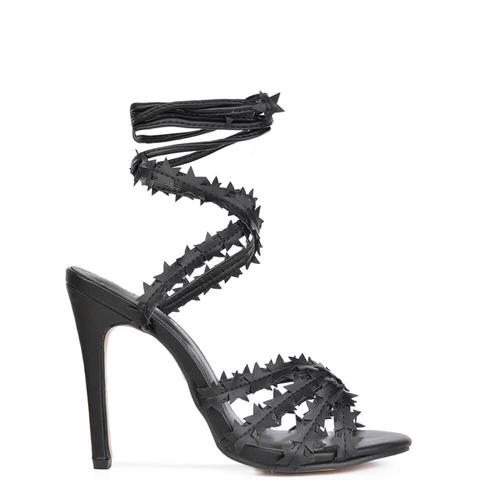 Ryana - Star Lace Up Heels In Black