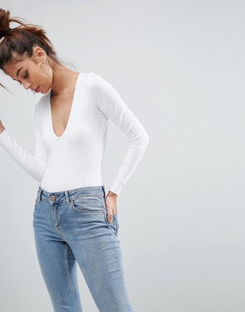 Asos V Front Body With Long Sleeves - White