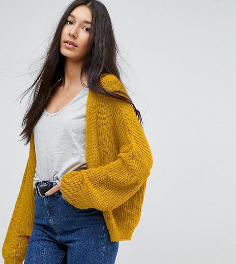 Asos Tall - Cardigan Soffice In Maglia Pesante A Coste - Giallo