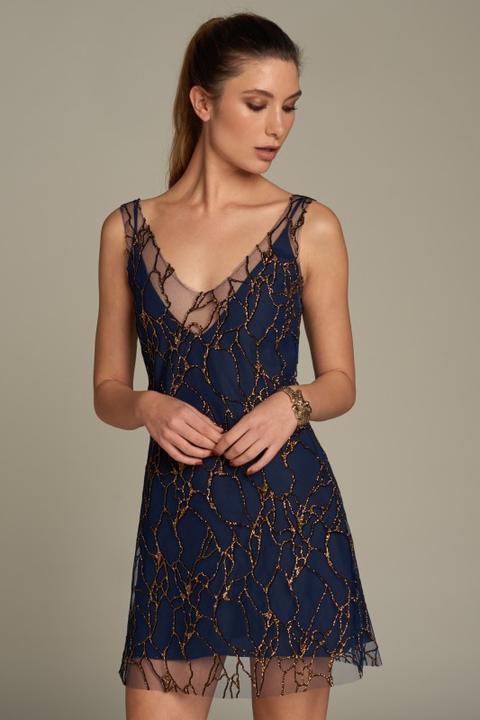 Vestido De Tul Azul Noche