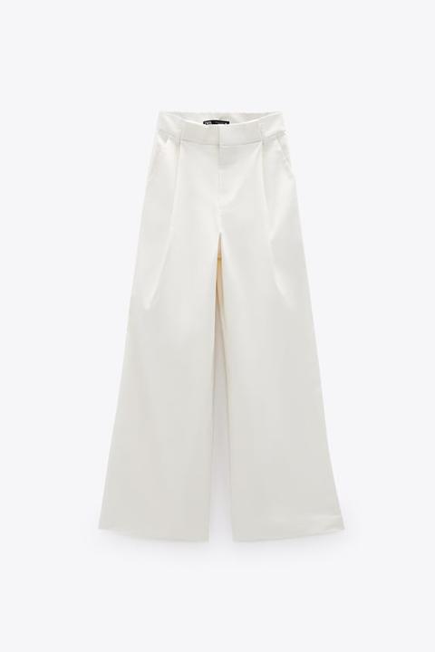 pleated wide leg trousers trf zara