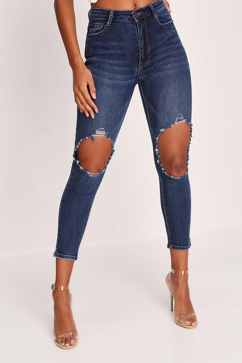 dark washed ripped jeans