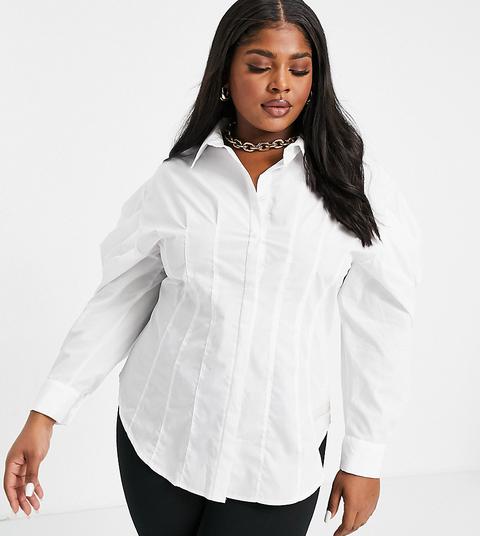 Camisa Blanca Con Diseño De Costuras De Algodón De Asos Design Curve-blanco