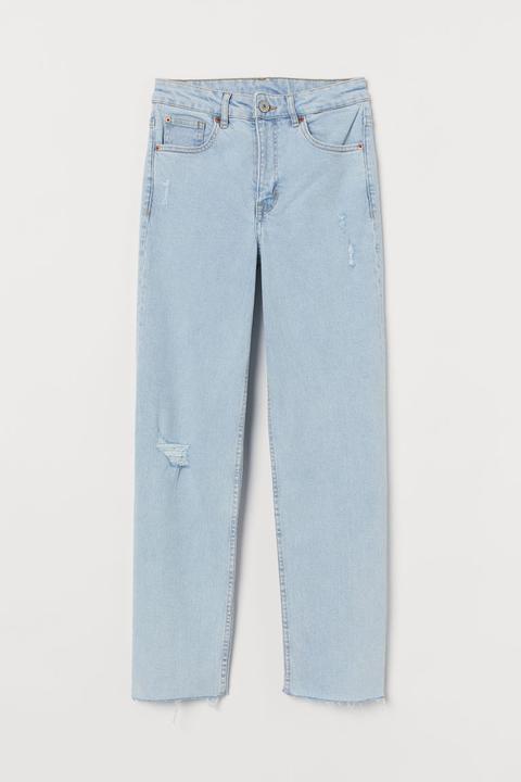 Straight High Ankle Jeans - Turquoise