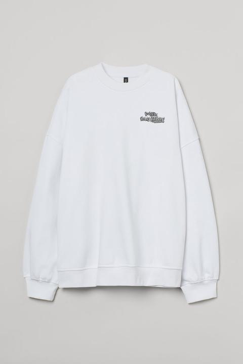 Oversized Printed Sweatshirt - White