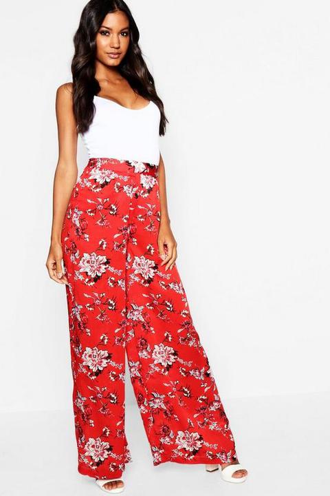 Pantalon Large Vert à Motifs Fleurs – Taille élastique 48/50, En Viscose, Parfait Pour L’été