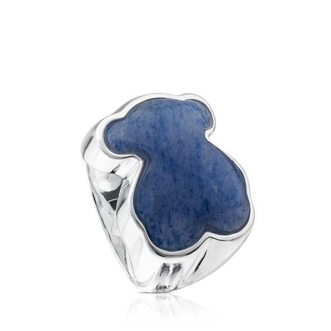 Anillo New Color De Plata Con Dumortierita