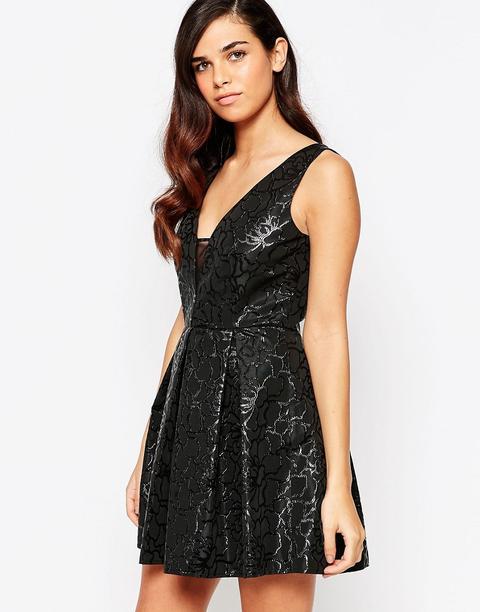 Lashes Of London - Tilly - Vestito Da Cerimonia In Jacquard - Nero