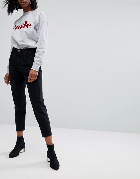 Boohoo - Mom Jeans A Vita Alta - Nero