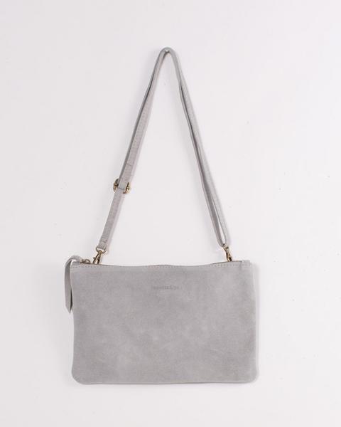 Bolso Cartera Ante Mini Gris Perla