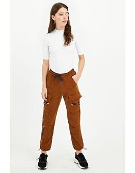 Pantaloni Cargo Cognac Con Zip