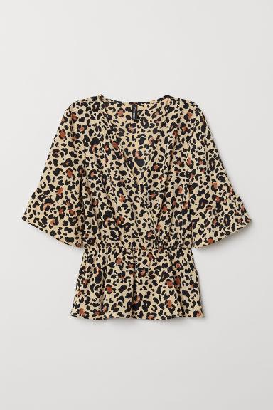 H & M - Blusa Cruzada Con Estampado - Negro