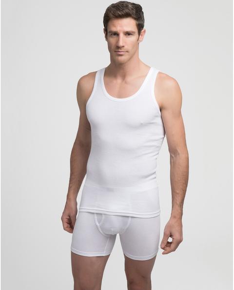 Abanderado - Camiseta Interior De Hombre En Blanco De Tirantes De Algodón