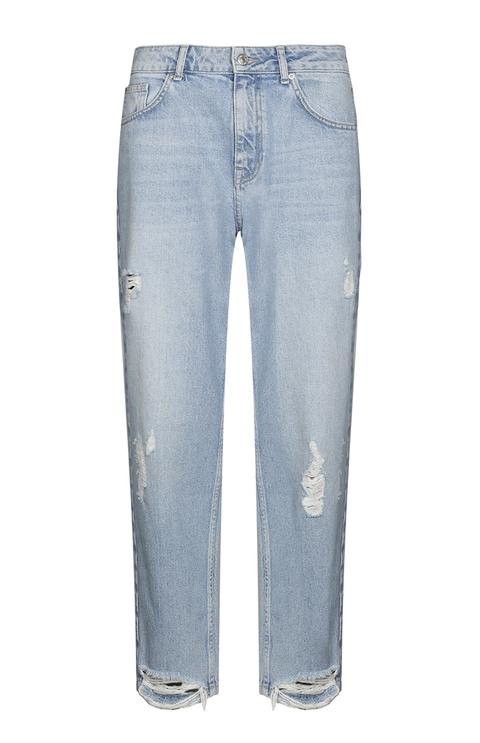 Jeans Mom Blu Chiaro Con Strappi