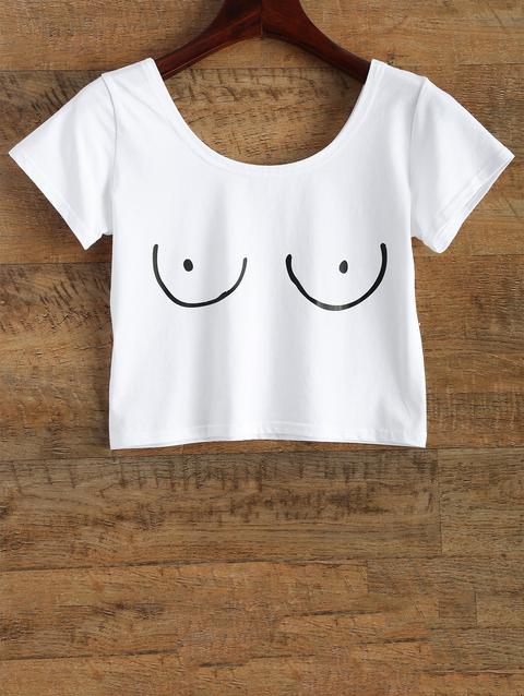 Tits Print Funny Jersey Crop Top