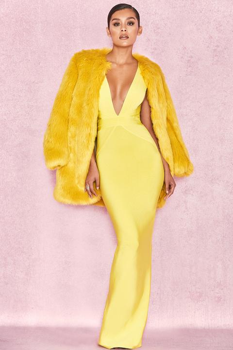 Lime Oversized Faux Fur Coat