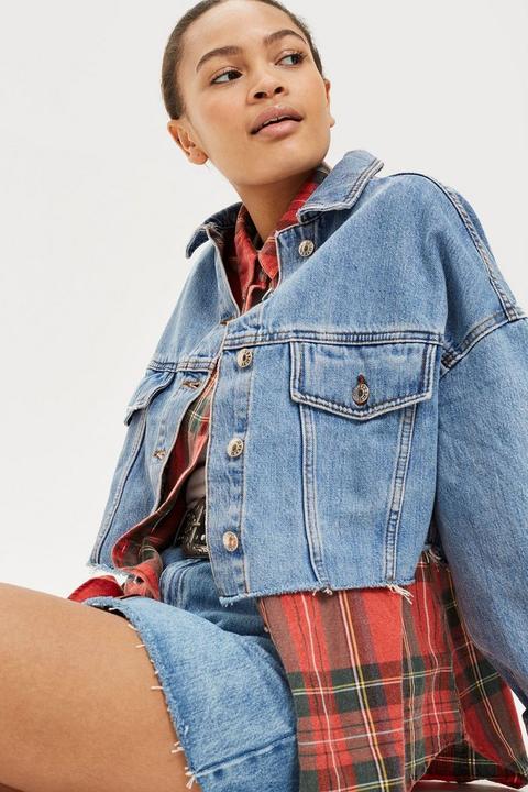 Petite Hacked Off Cropped Denim Jacket