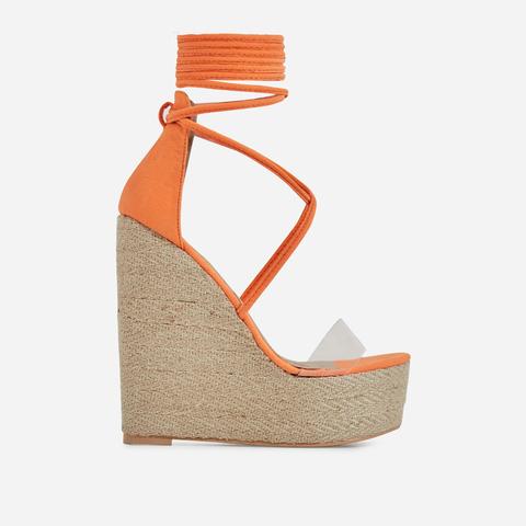 orange espadrilles wedge