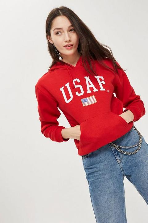 Womens Petite Usaf Hoodie - Red, Red