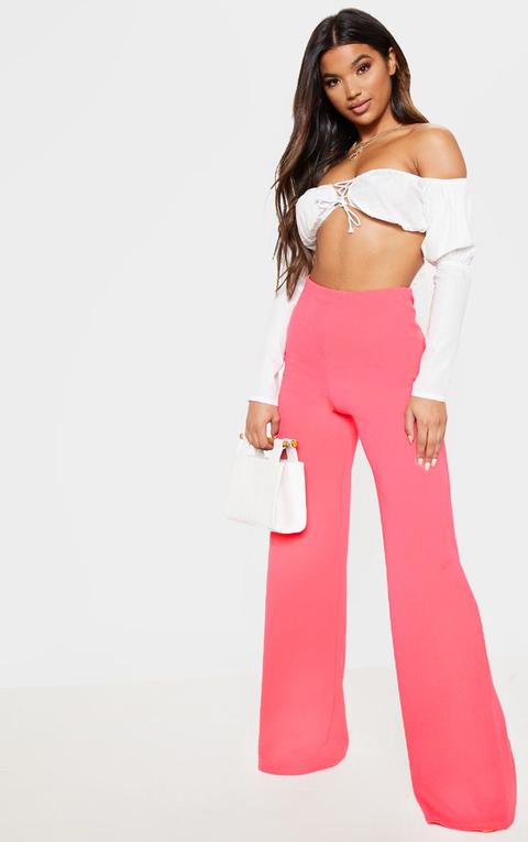 Candy Pink High Waisted Wide Leg Trouser