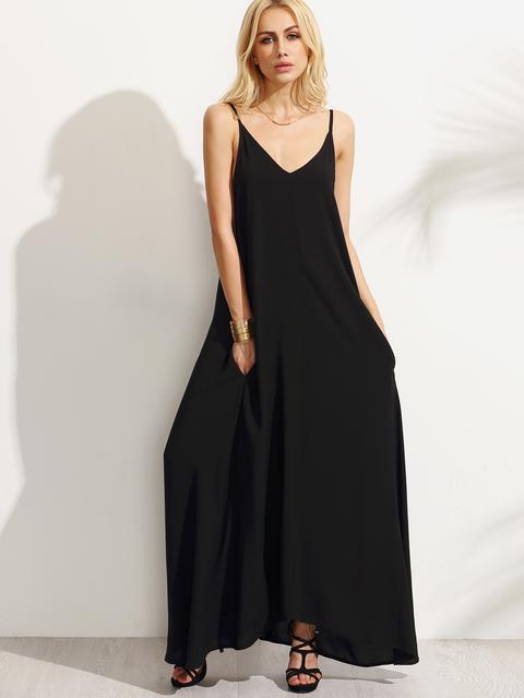 Black Spaghetti Strap Maxi Dress