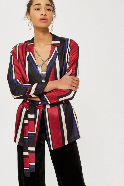 **soft Striped Blazer By Yas