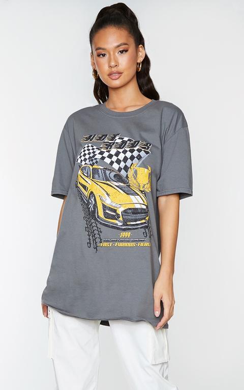 Charcoal Hot Rod Car Print T Shirt