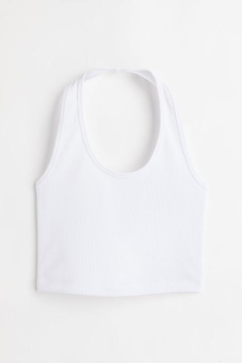 Top Cropped Escote Halter - Blanco