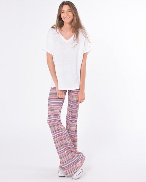 Pantalón Elástico Campana Rayas Multicolor Rosa