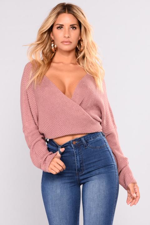 Lindsey Wrap Sweater - Dusty Mauve