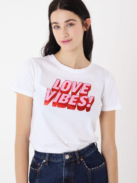 T-shirt Love Vibes Bianco Ottico