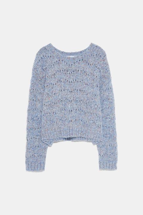 Knit Sweater With Pompoms