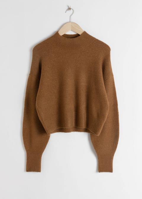 Mock Neck Sweater - Beige