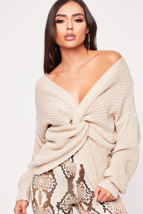 Lara Stone Twist Front Knitted Jumper