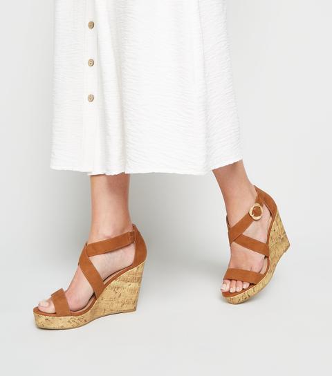 new look tan wedges