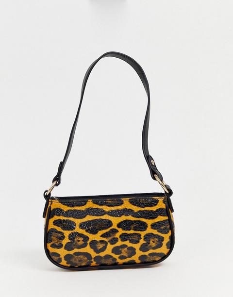 Asos Design 90s Shoulder Bag In Leopard-multi