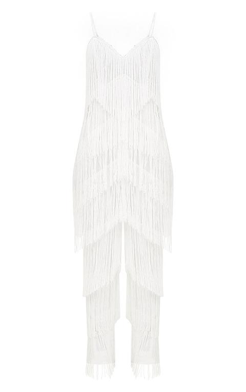 black tassel plunge jumpsuit