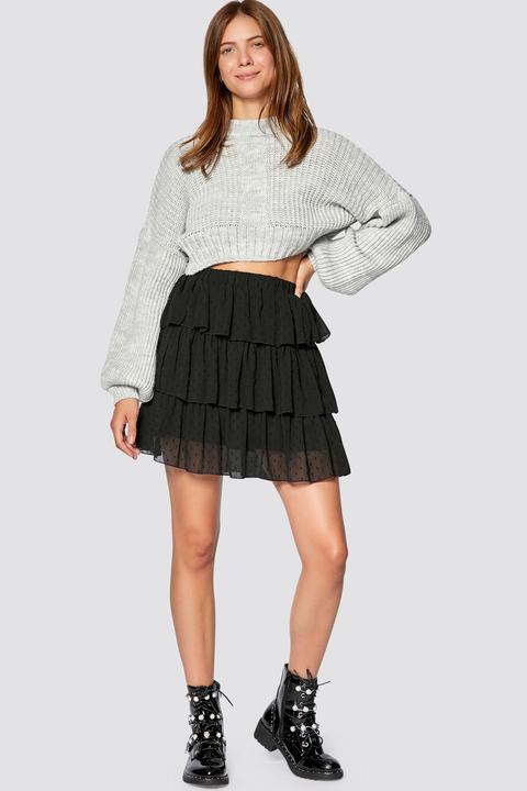 Crop Pullover Mit Zopfmuster