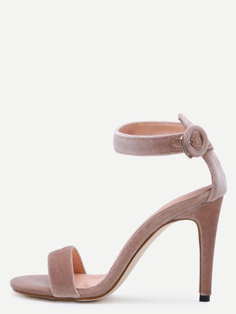 Albicocca Open Toe Ankle Strap Sandals Velluto A Spillo