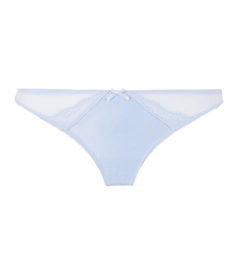 Pale Blue Satin Lace Trim Thong New Look from NEW LOOK on 21 Buttons