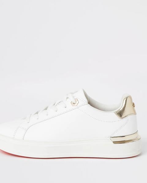 White Lace-up Chunky Platform Trainers