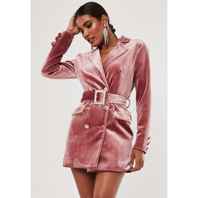 pink velvet blazer dress