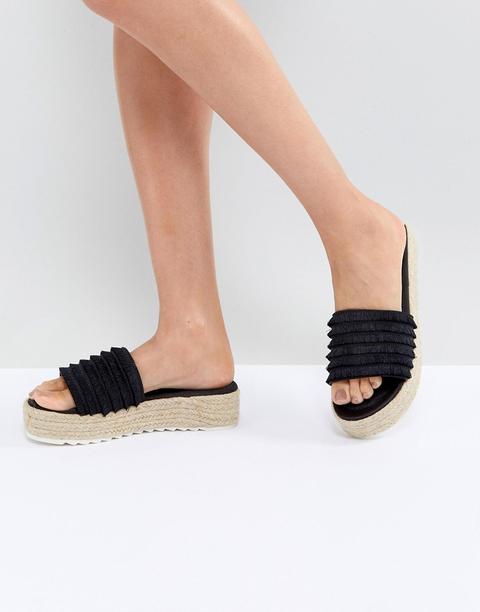 Glamorous - Espadrilles Flatform Con Frange Nere - Nero