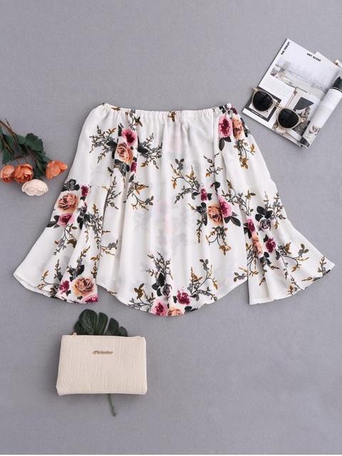 Blusa De Mangas Florales Sin Mangas White