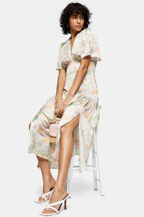 Willow Floral Print Angel Sleeve Midi Dress