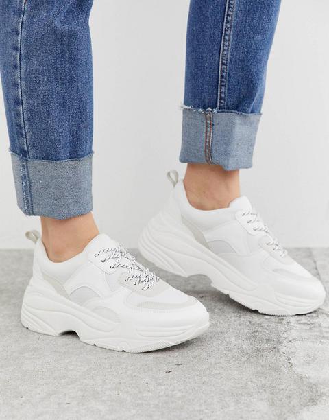 Stradivarius Chunky Trainers In White